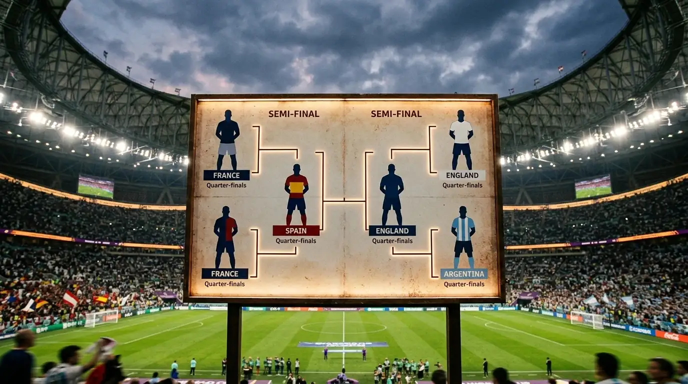 Kvartfinaleoversigt VM 2026 med de fire semifinalister